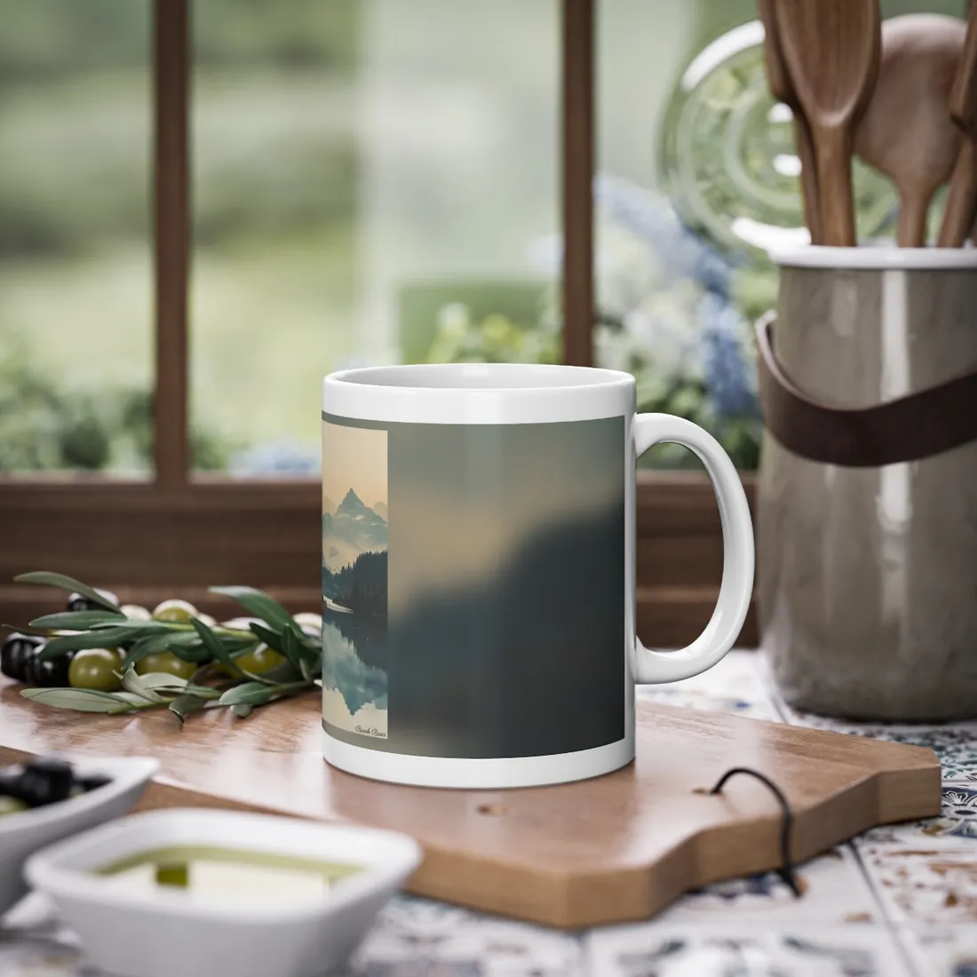 Serene Mountain Lake Aerial: Birds Eye View - Mug