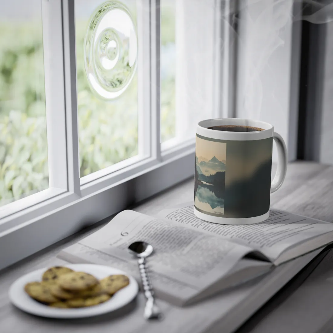Serene Mountain Lake Aerial: Birds Eye View - Mug