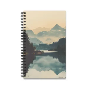 Misty Mountain Lake Landscape Spiral Notebook