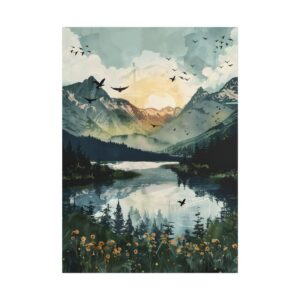 Mountain Lake at Sunrise Poster