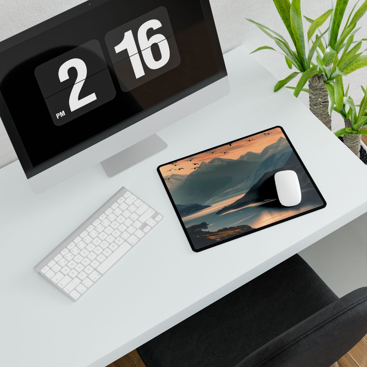 Serene Mountain Lake: Tranquil Natural Beauty - Desk Mat