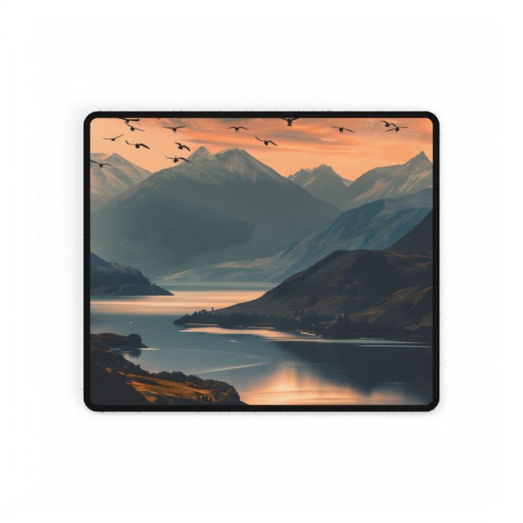 Serene Mountain Lake: Tranquil Natural Beauty - Desk Mat