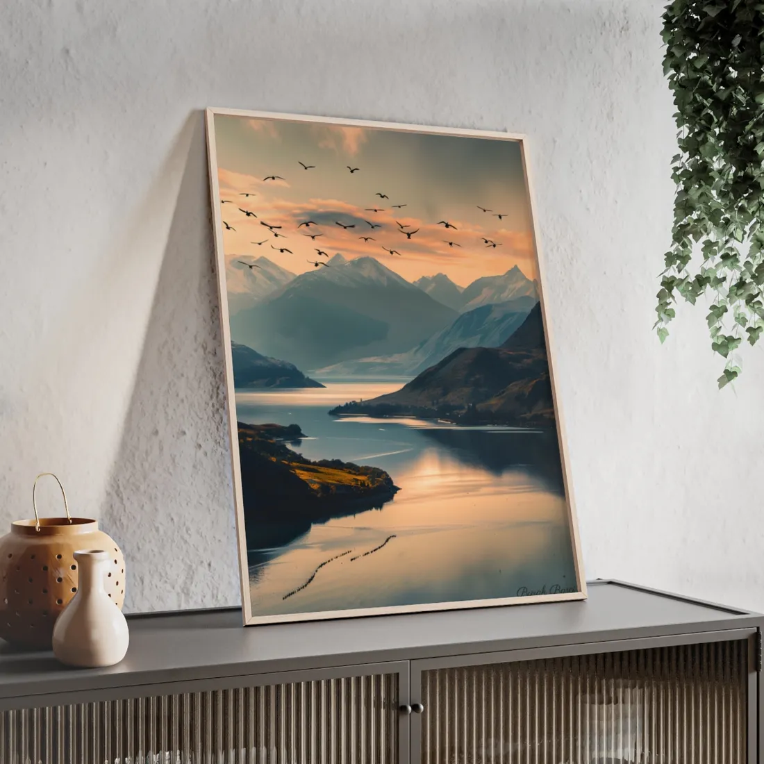 Serene Mountain Lake: Tranquil Natural Beauty - Framed Poster