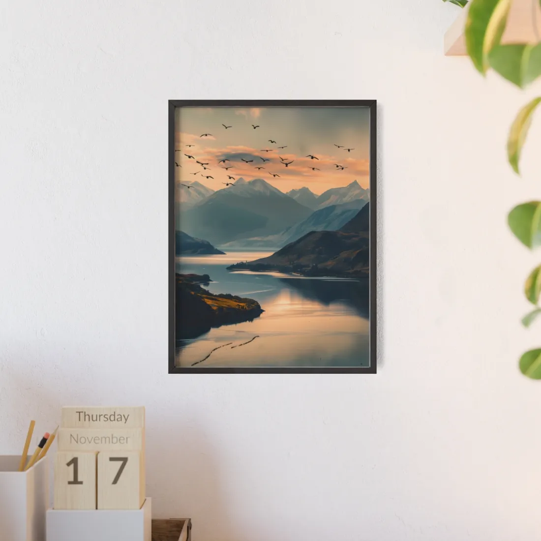 Serene Mountain Lake: Tranquil Natural Beauty - Framed Poster