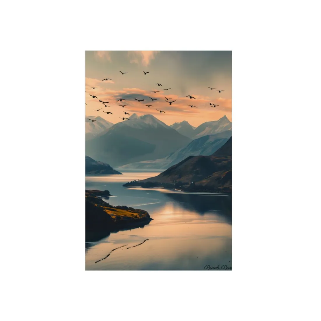 Serene Mountain Lake: Tranquil Natural Beauty - Metal Poster