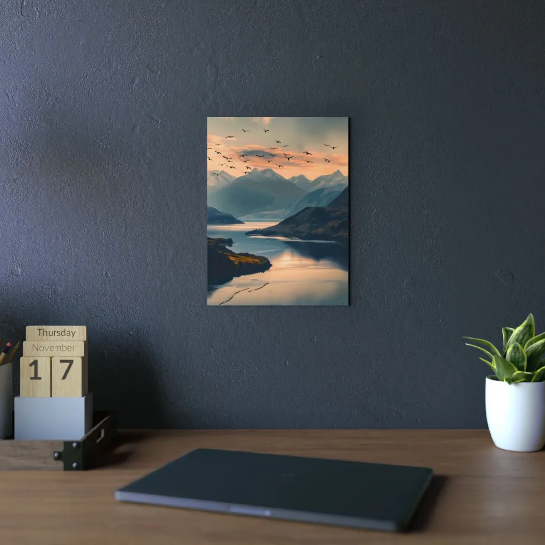Serene Mountain Lake: Tranquil Natural Beauty - Metal Poster