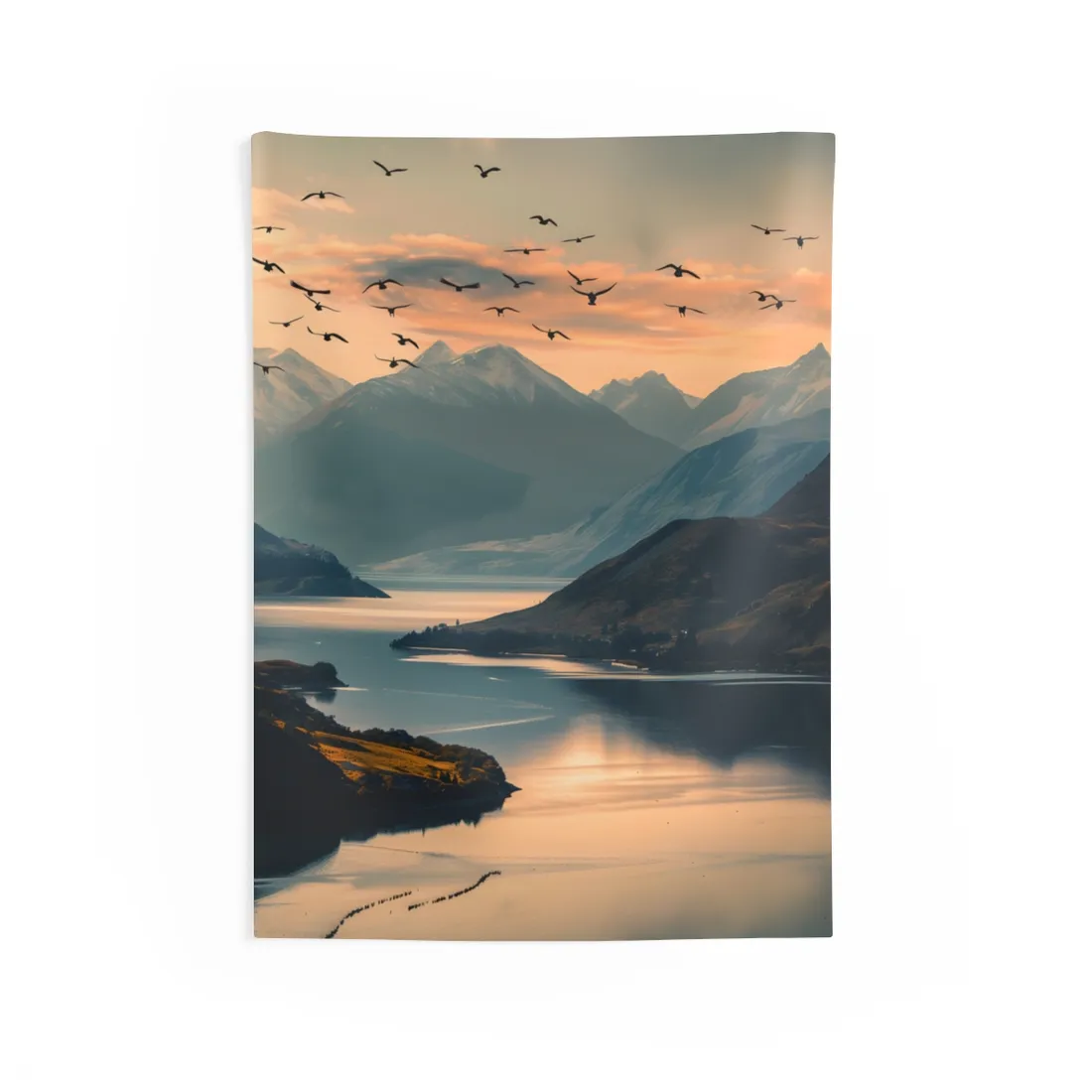 Serene Mountain Lake: Tranquil Natural Beauty - Wall Tapestry