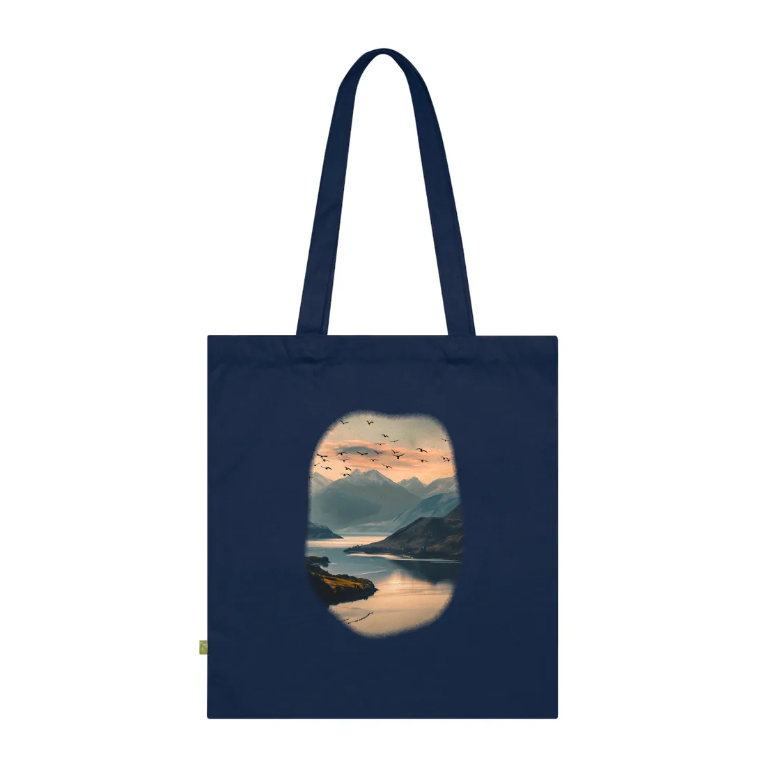 Serene Mountain Lake: Tranquil Natural Beauty - Tote Bag (French Navy)
