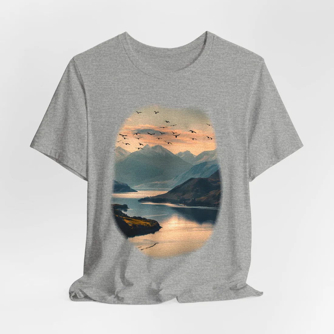 Serene Mountain Lake: Tranquil Natural Beauty - T-Shirt (Athletic Heather)