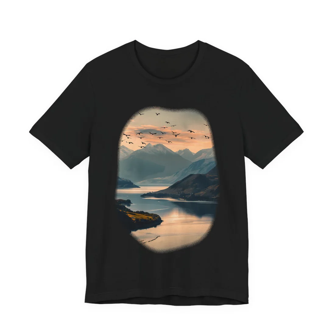 Serene Mountain Lake: Tranquil Natural Beauty - T-Shirt (Black)