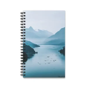 Misty Mountain Lake with Birds Spiral Notebook