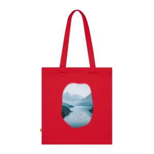 Misty Mountain Lake with Birds Tote Bag