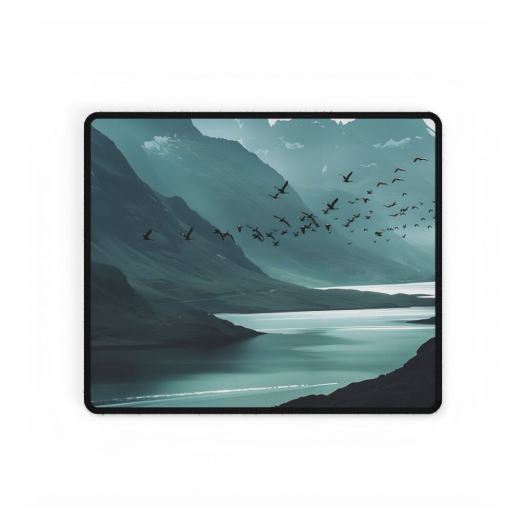 Serene Mountain Landscape: Peaceful Nature Photography - Desk Mat
