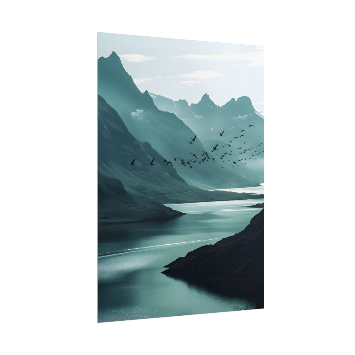 Serene Mountain Landscape: Peaceful Nature Photography - Poster