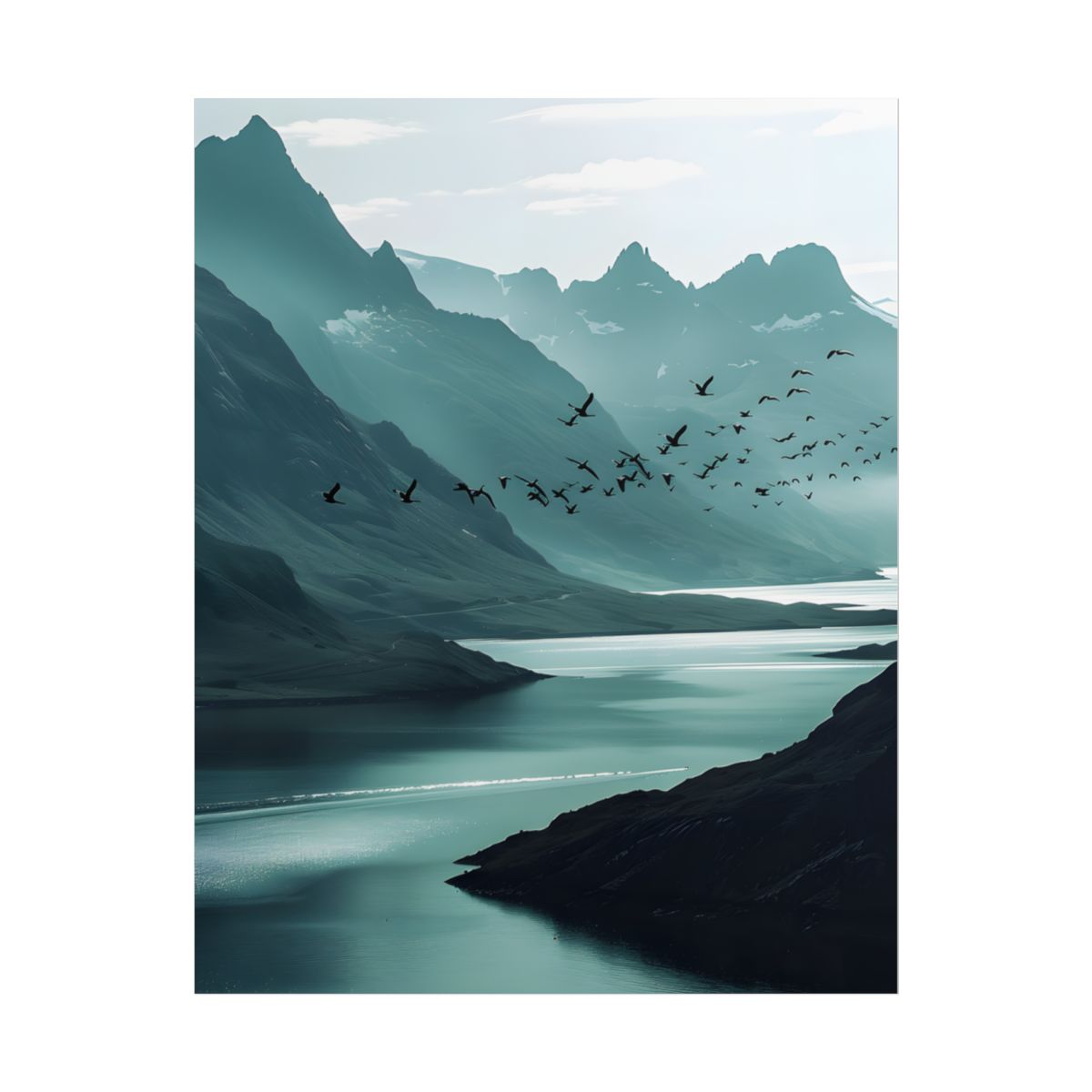 Serene Mountain Landscape: Peaceful Nature Photography - Poster