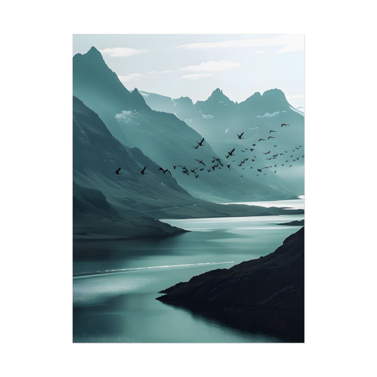 Serene Mountain Landscape: Peaceful Nature Photography - Poster