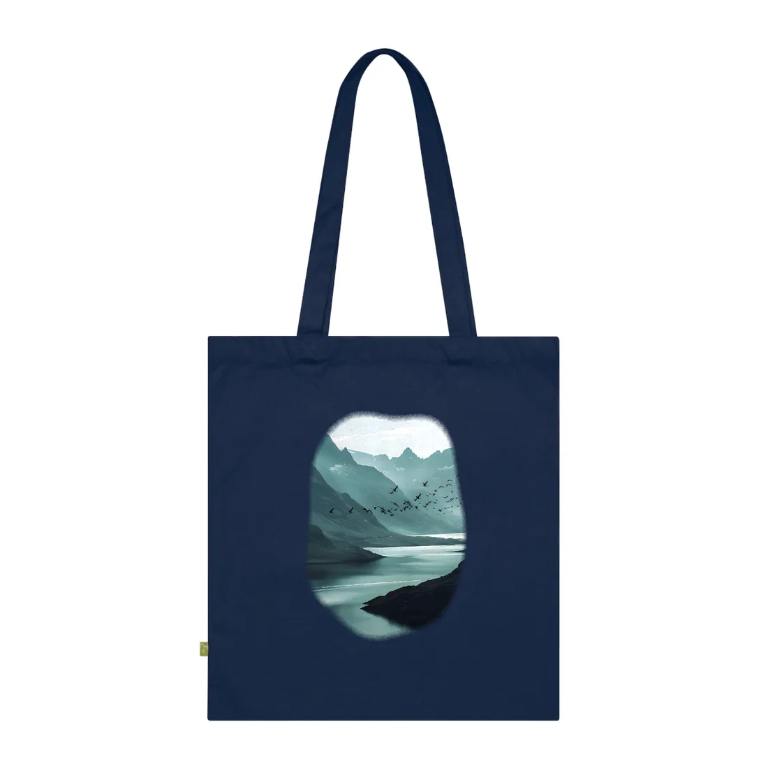 Serene Mountain Landscape: Peaceful Nature Photography - Tote Bag (French Navy)