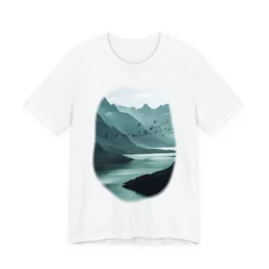 Birds over Misty Mountain Lake T-Shirt