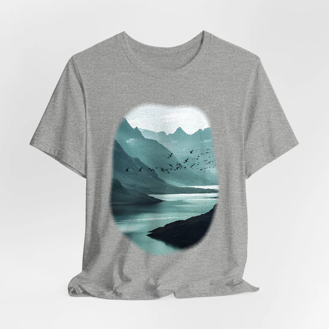 Serene Mountain Landscape: Peaceful Nature Photography - T-Shirt (Athletic Heather)