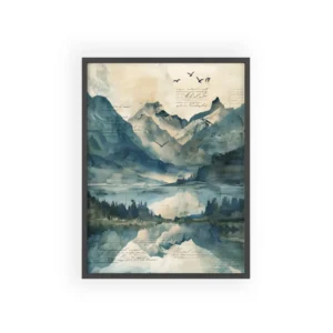 Mountains Reflected in Lake Framed Poster