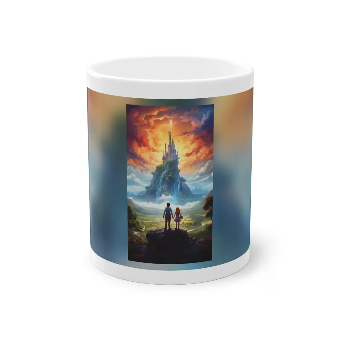 Serene Natural Scene: Girl and Boy in Outdoor Meadow - Mug