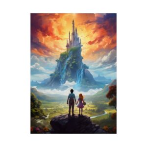 Children Facing a Fantasy Castle Poster