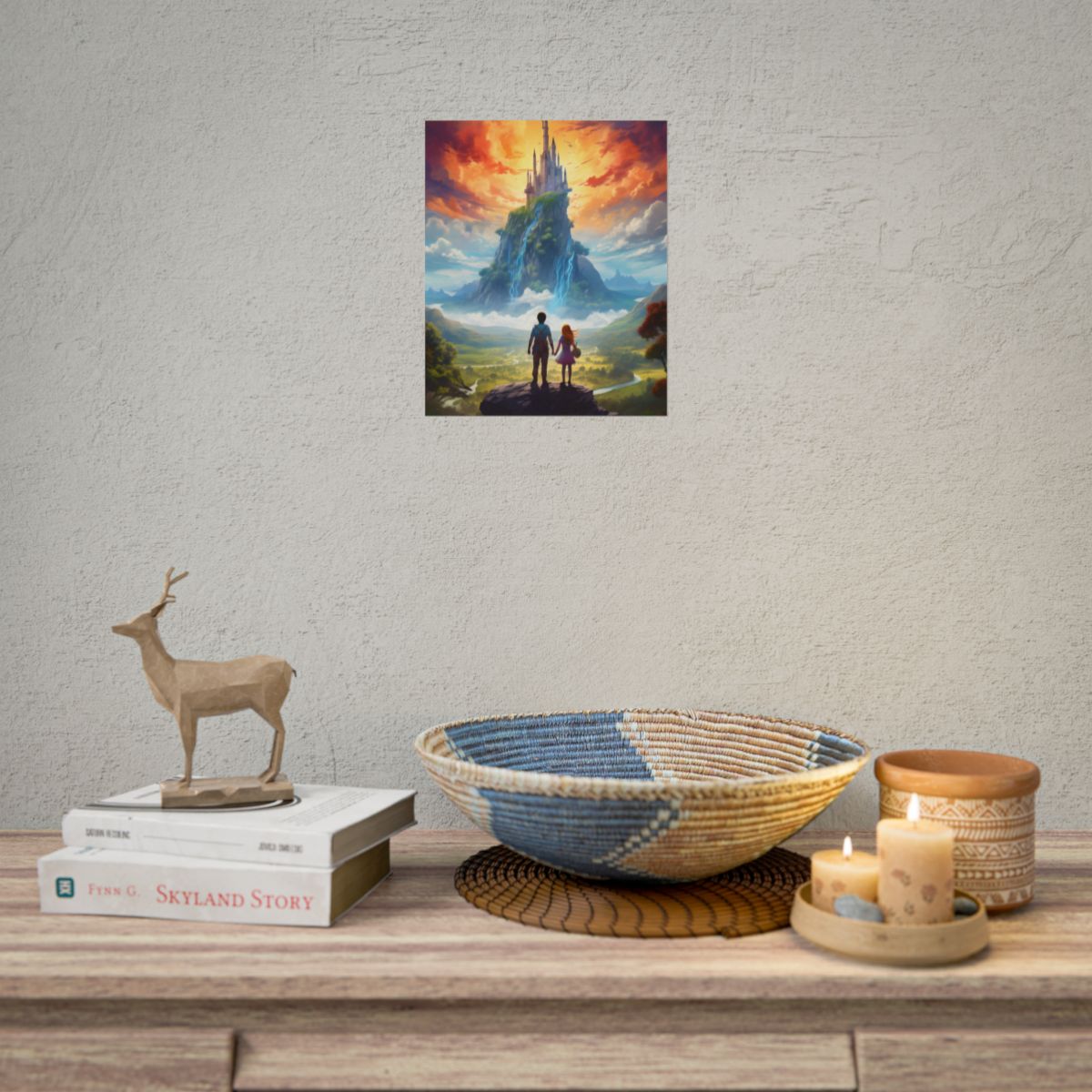 Serene Natural Scene: Girl and Boy in Outdoor Meadow - Poster