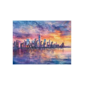 Manhattan Skyline Watercolor Metal Poster