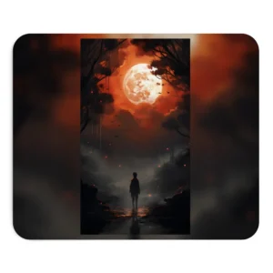 Figure Walking Under Full Moon Mouse Pad