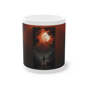 Figure Walking Under Full Moon Mug