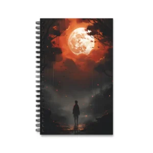 Figure Walking Under Full Moon Spiral Notebook