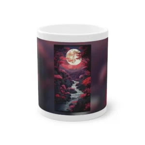 Full Moon over Waterfall Stream Mug