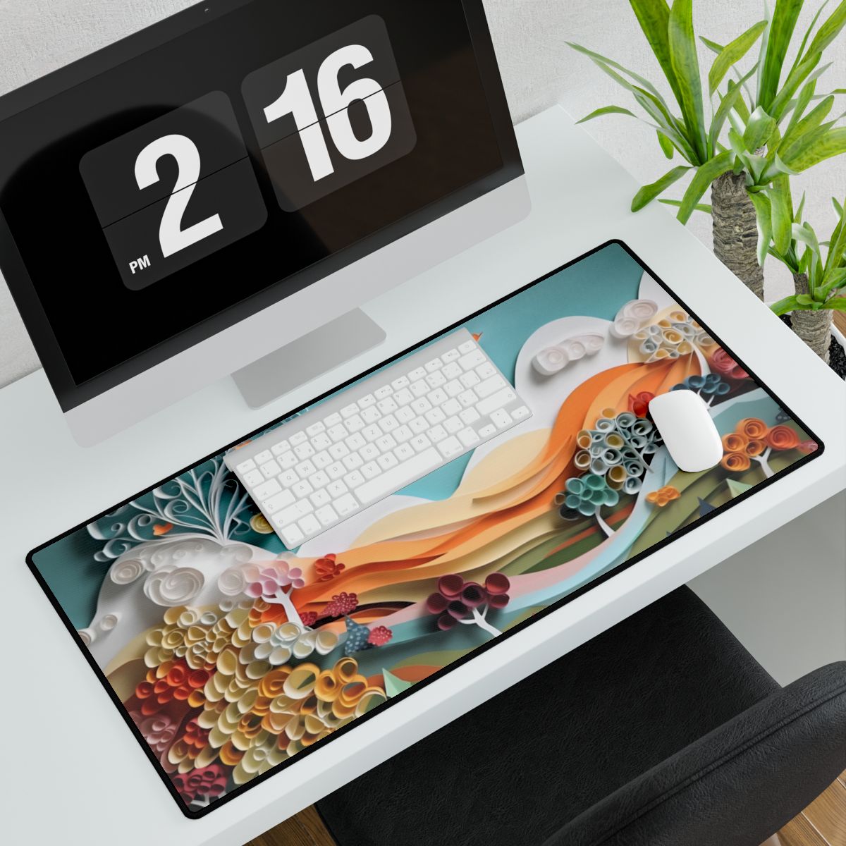 Serene Sunset Beach Scene: Peaceful Ocean View - Desk Mat