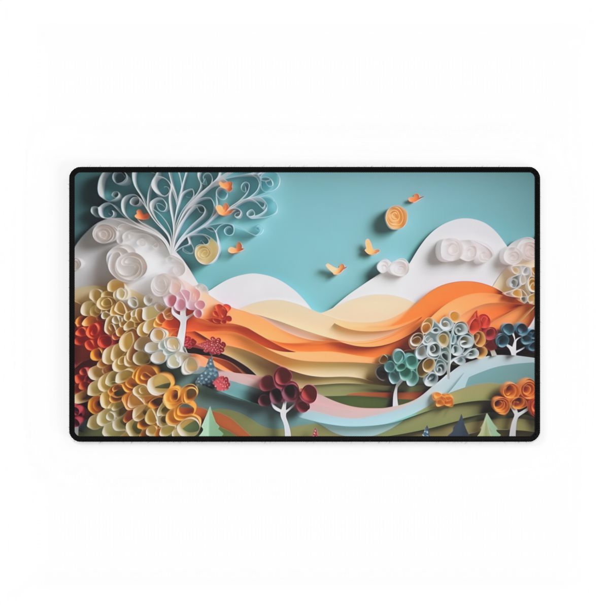 Serene Sunset Beach Scene: Peaceful Ocean View - Desk Mat