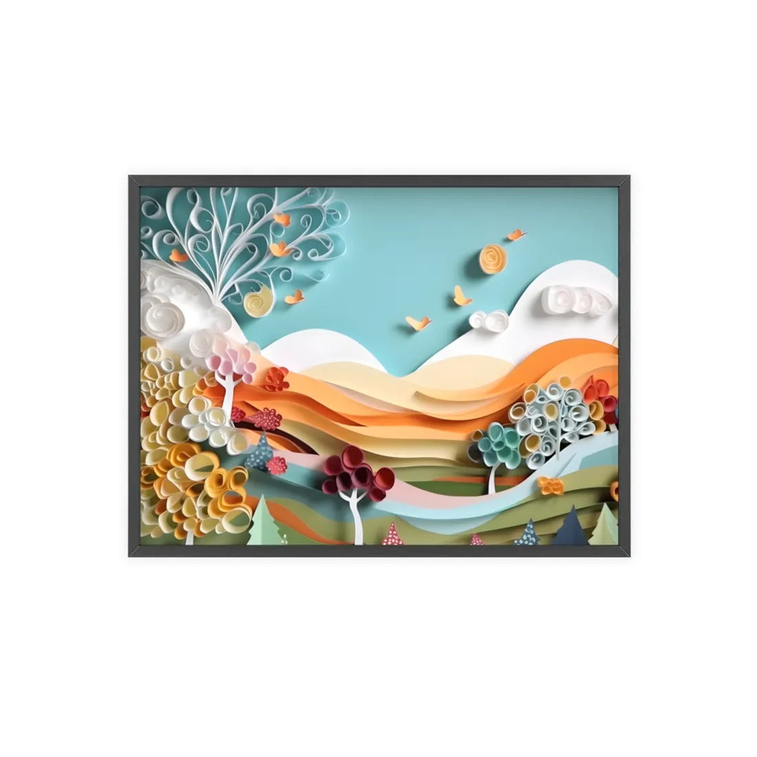 Serene Sunset Beach Scene: Peaceful Ocean View - Framed Poster