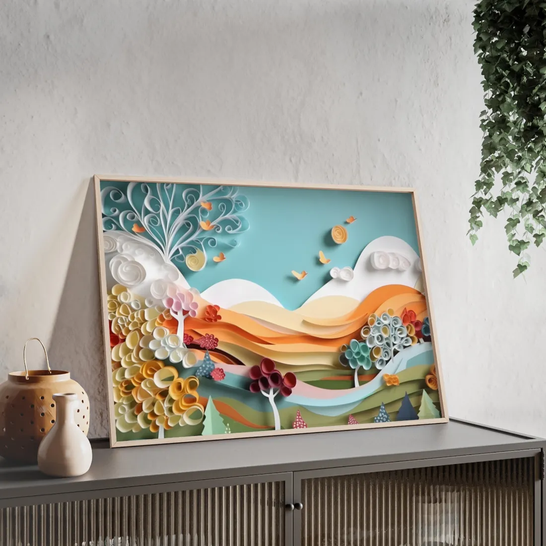 Serene Sunset Beach Scene: Peaceful Ocean View - Framed Poster