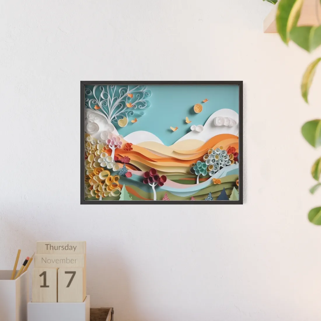 Serene Sunset Beach Scene: Peaceful Ocean View - Framed Poster