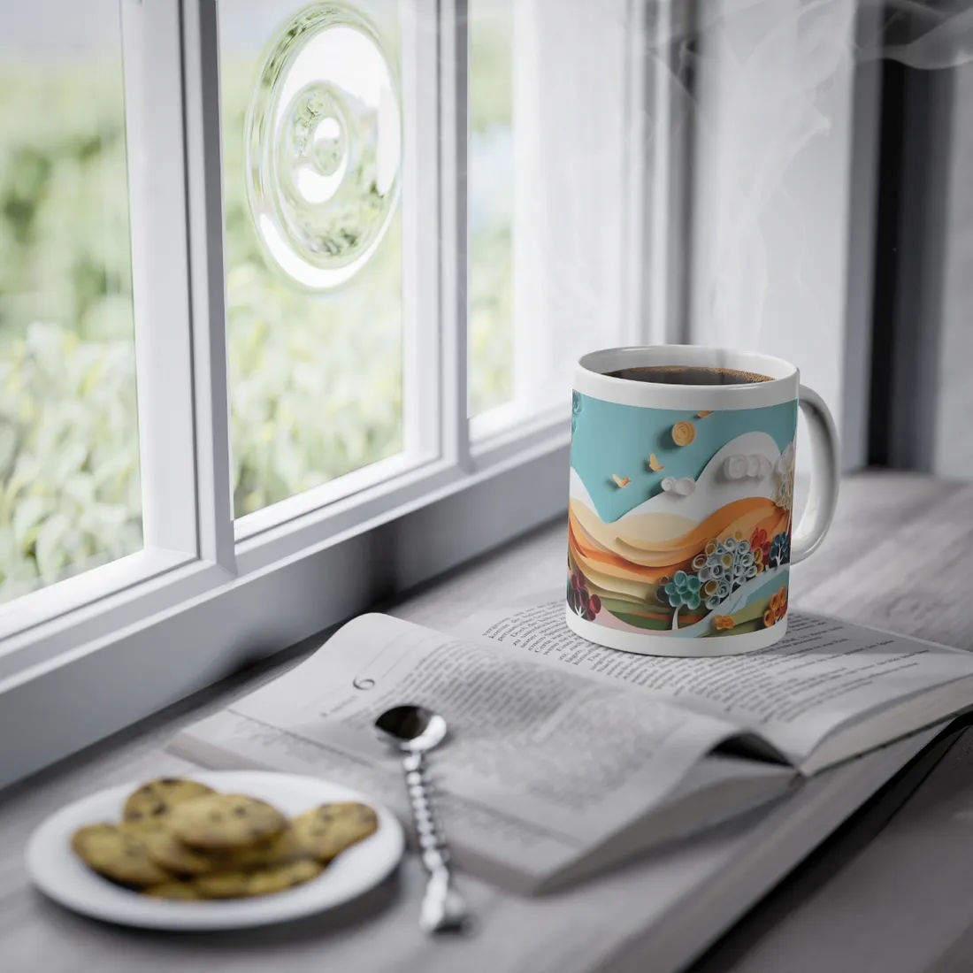 Serene Sunset Beach Scene: Peaceful Ocean View - Mug