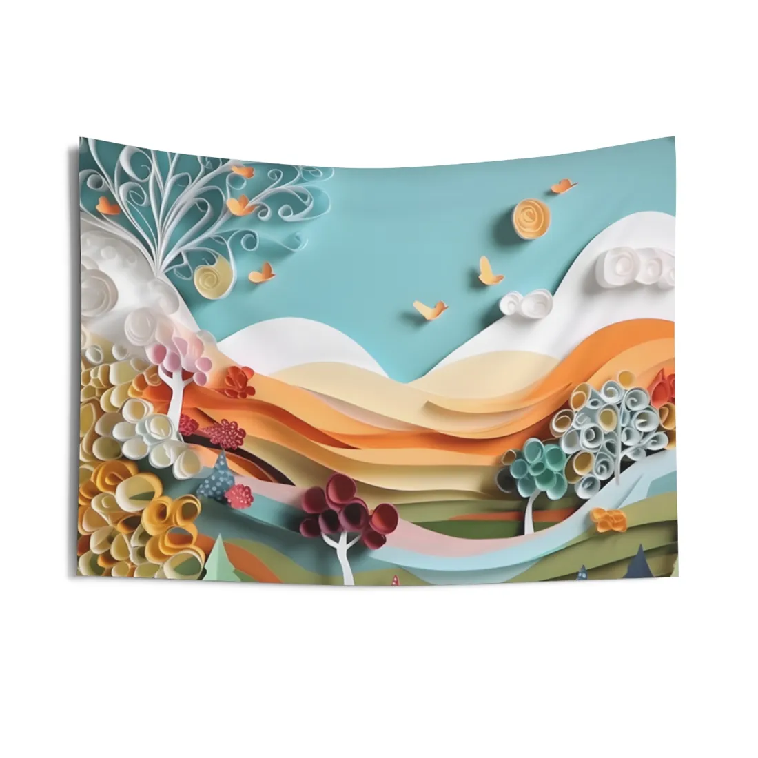 Serene Sunset Beach Scene: Peaceful Ocean View - Wall Tapestry