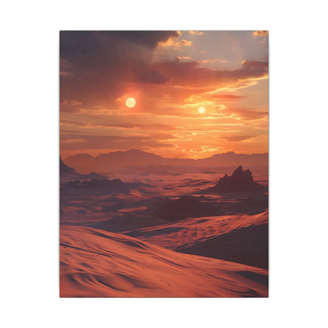 Serene Tatooine Landscape: Binary Sunset - Canvas