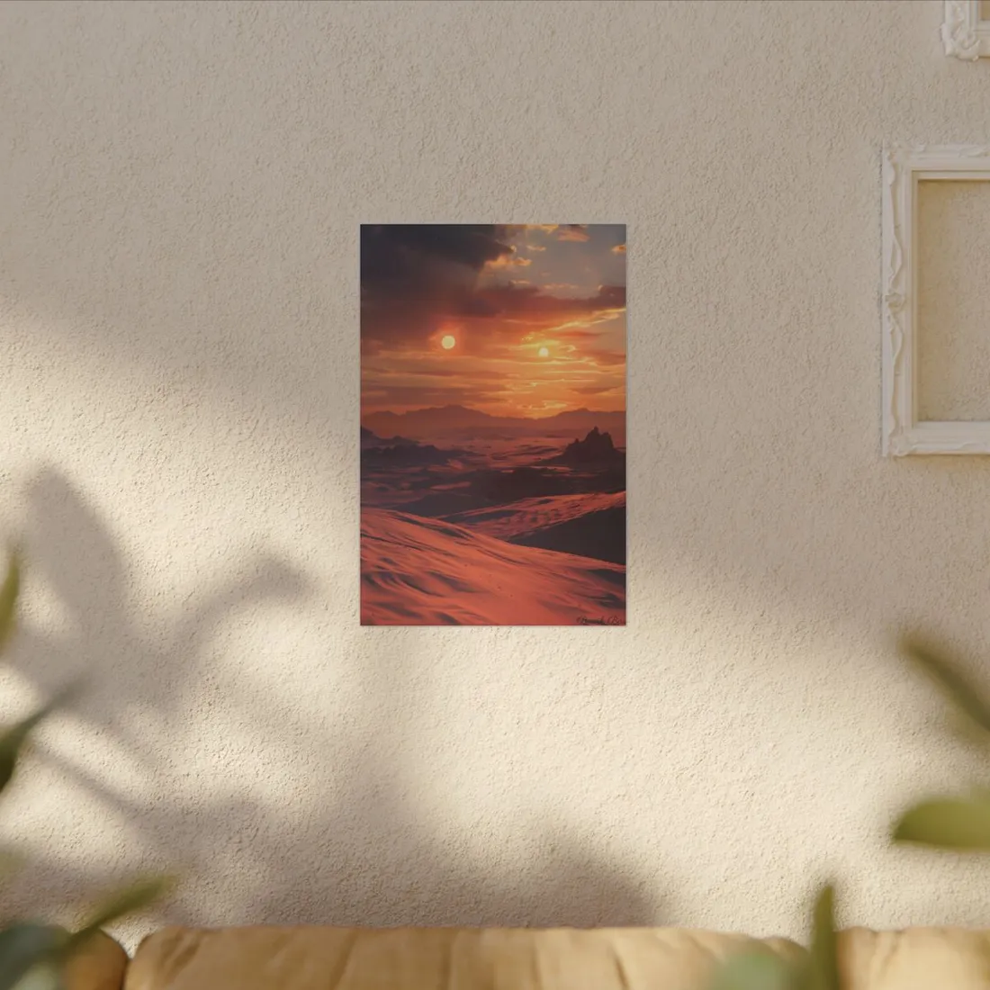 Serene Tatooine Landscape: Binary Sunset - Canvas