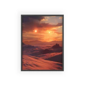 Desert Sunset Landscape: Dunes at Dusk Framed Poster