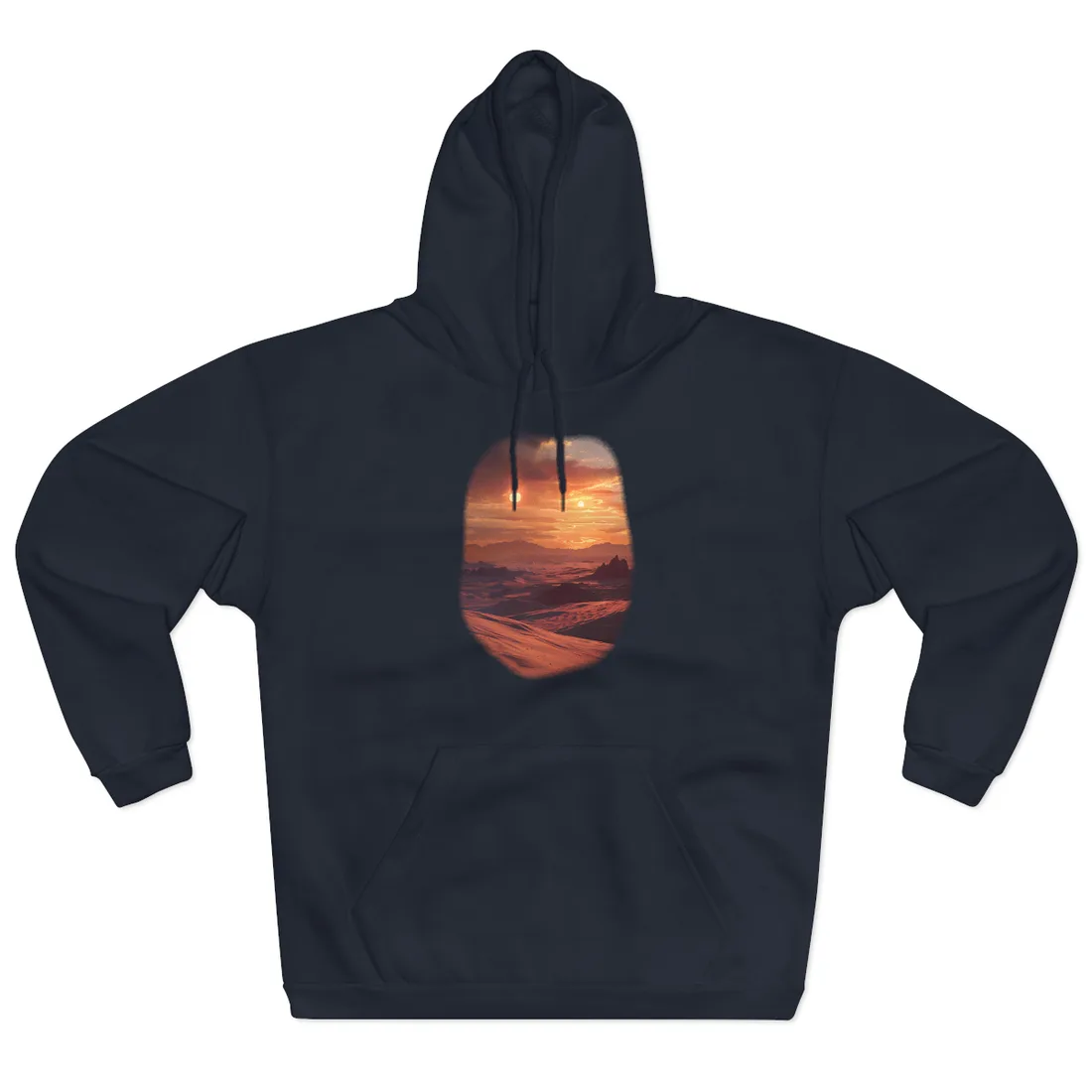Serene Tatooine Landscape: Binary Sunset - Hoodie (Navy)