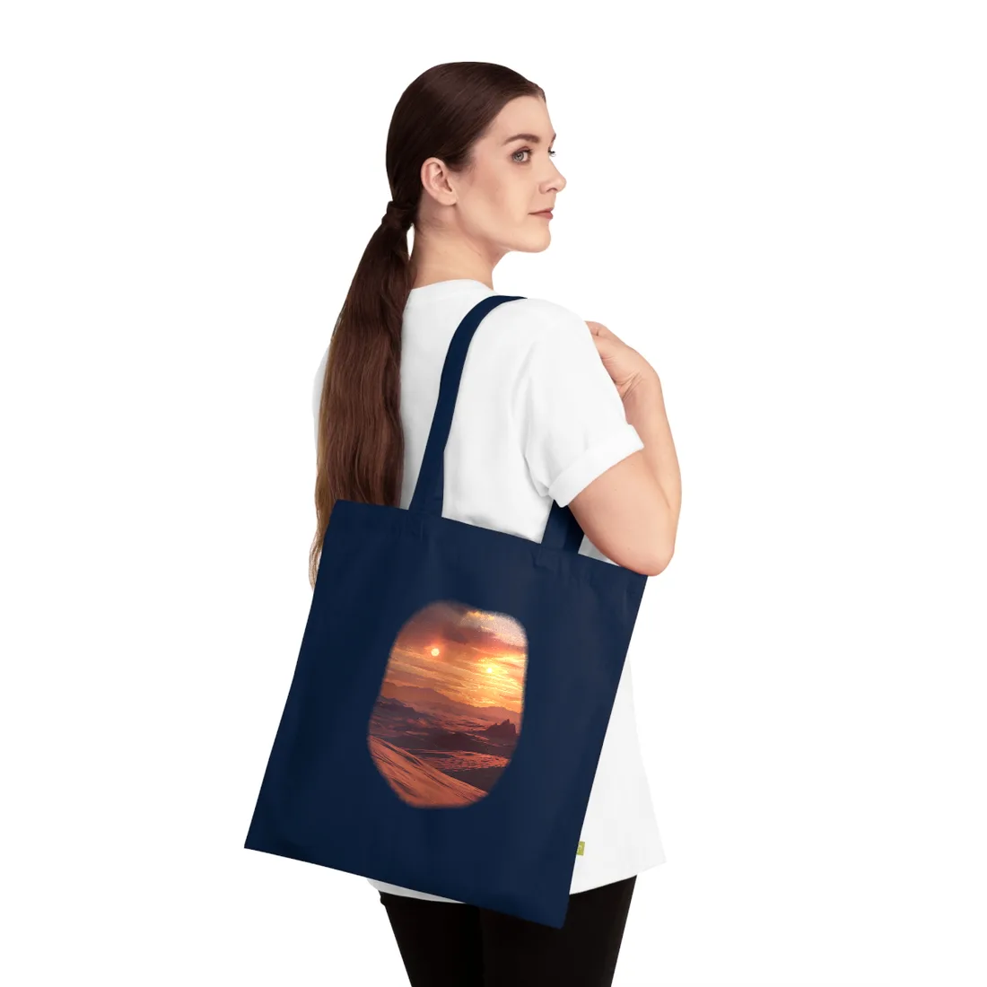 Serene Tatooine Landscape: Binary Sunset - Tote Bag (French Navy)