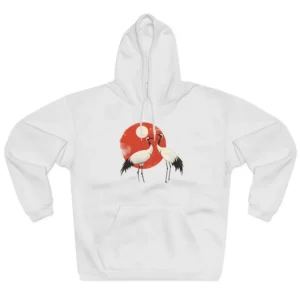 Two Cranes Before Red Sun Hoodie