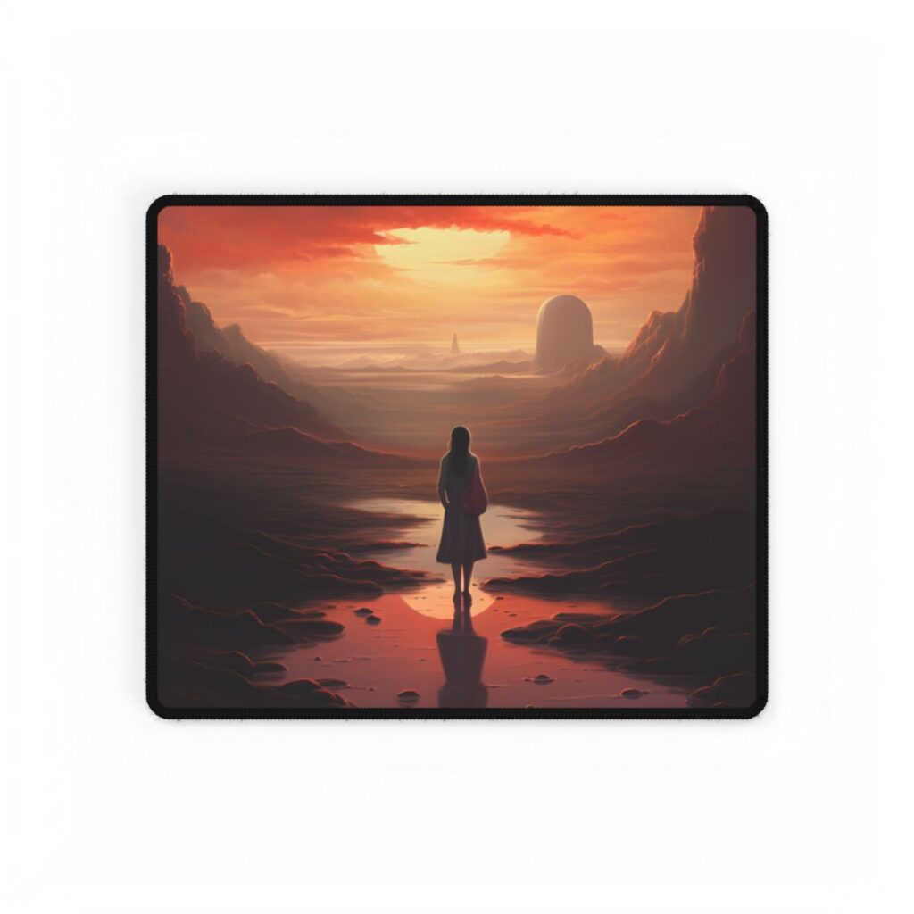 Serenity in Nature: Light Blue Landscape - Desk Mat