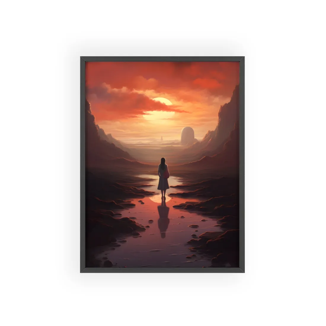 Serenity in Nature: Light Blue Landscape - Framed Poster