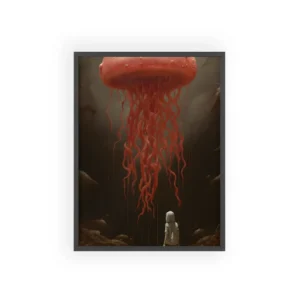 Figure Beneath Coral Jellyfish Framed Poster