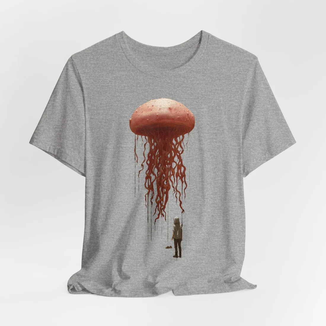 Crimson Ink Bloom: Abstract Dark Fantasy Art – T-Shirt, athletic heather