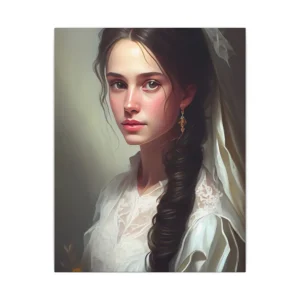 Woman with Braid and Veil Canvas Print